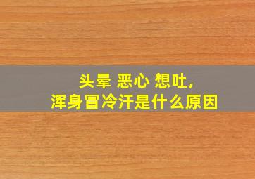 头晕 恶心 想吐,浑身冒冷汗是什么原因